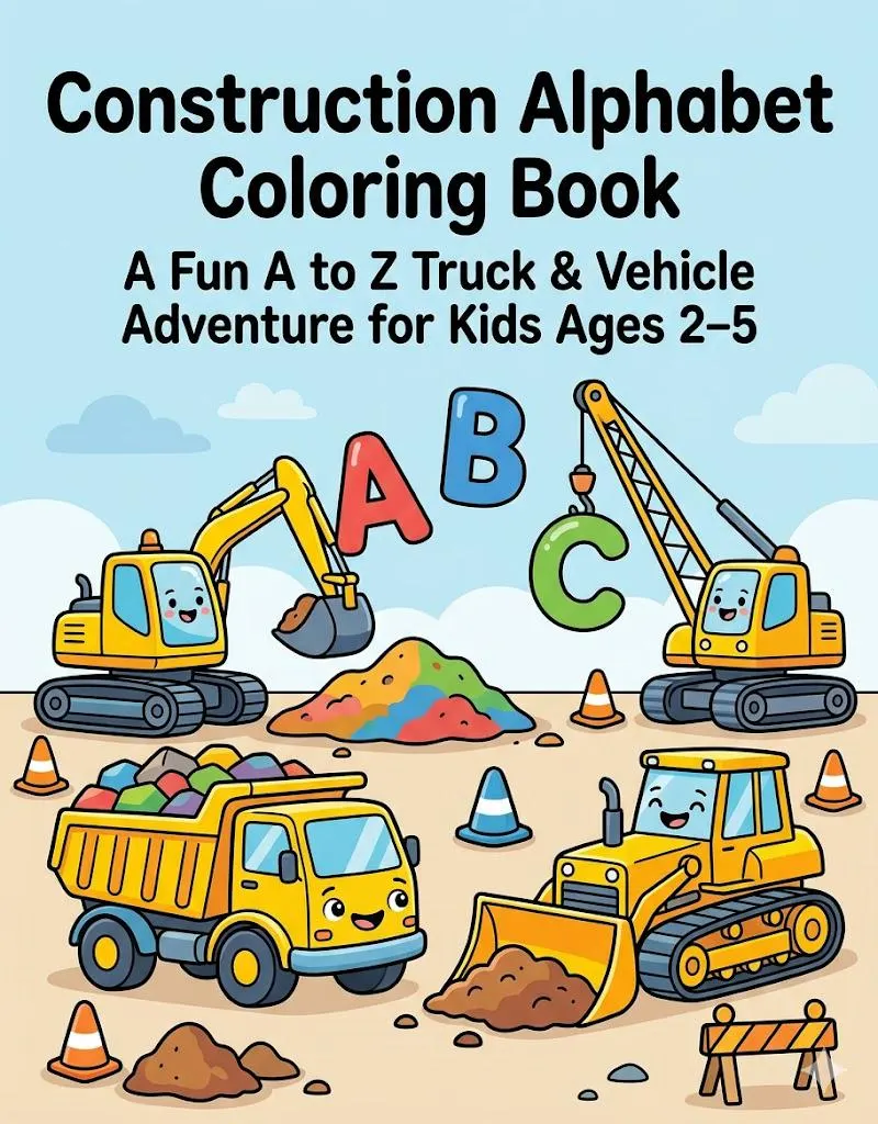 Construction Alphabet Coloring Book