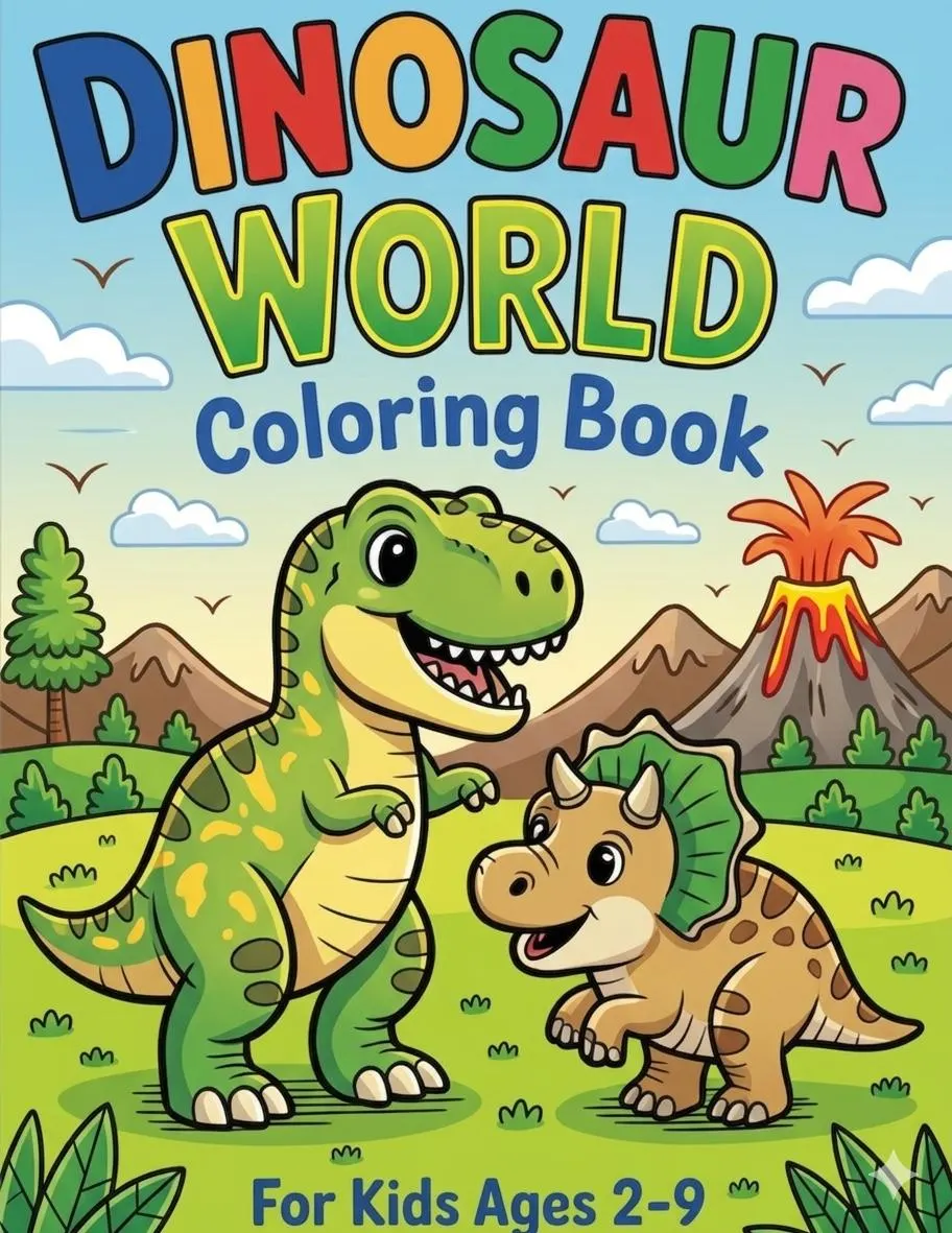 Dinosaur World Scenes Coloring Book