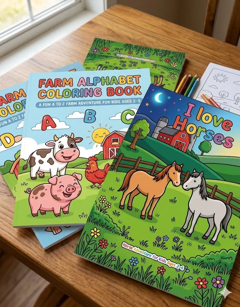 Farm Animals Coloring Book Bundle